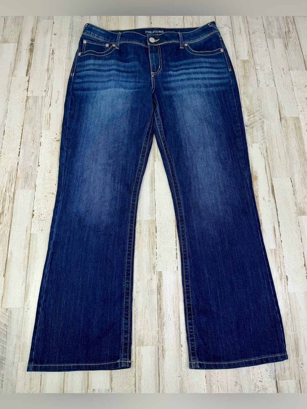 Maurices Jeans Womens 16S (36x31) Blue High Rise Straight Leg Stretch Denim